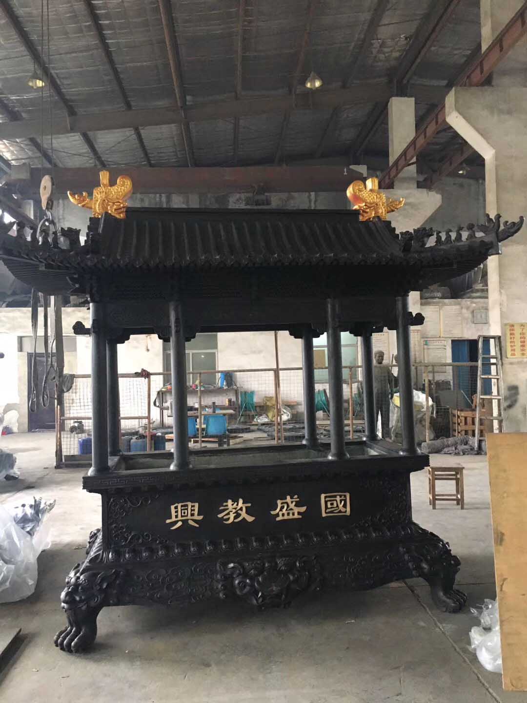 长方形铸铁香炉,寺庙仿古铁香炉,大型铸铁香炉